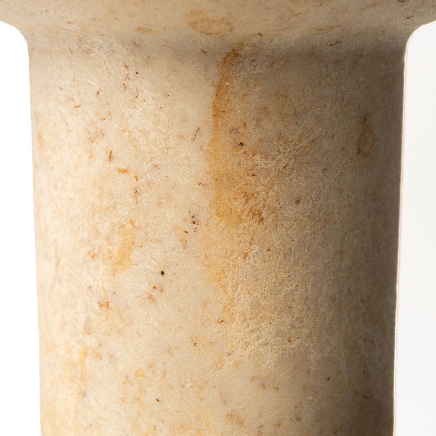 Close-up of a the material with natural tan and brown veining, set against a plain white background.