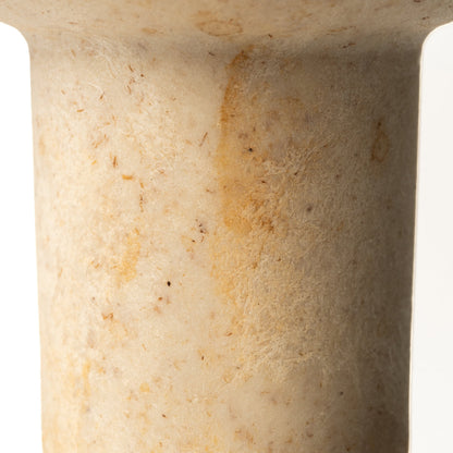 Close-up of a the material with natural tan and brown veining, set against a plain white background.